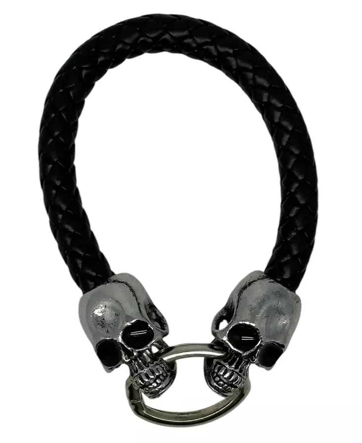 Musta punottu ranneke, teräskallo - Rannekorut - BA327 - 1