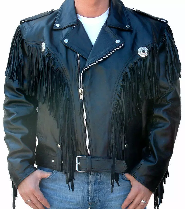 Nahkatakki, hapsutakki, musta, concho. - Nahkatakit - T417 - 1