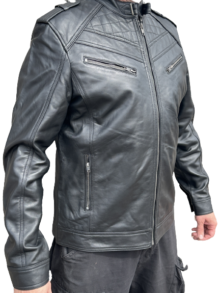 Nahkatakki pystykaulus läpivärjättylamma - Nahkatakit - T567 - 1