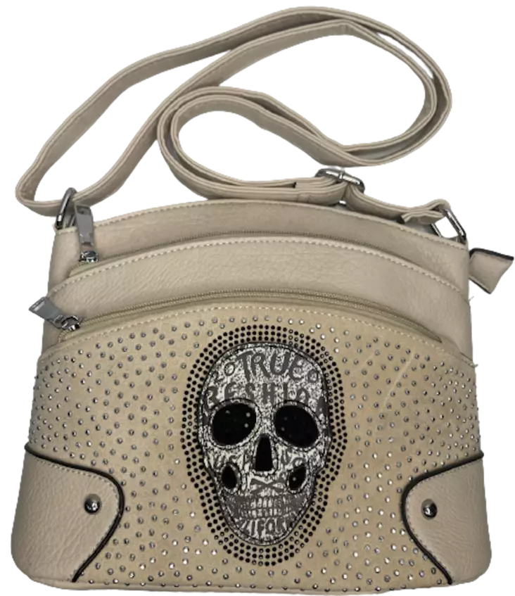 Olkalaukku vaalea pääkallo hyvät taskut - Laukut - NL817 - 1