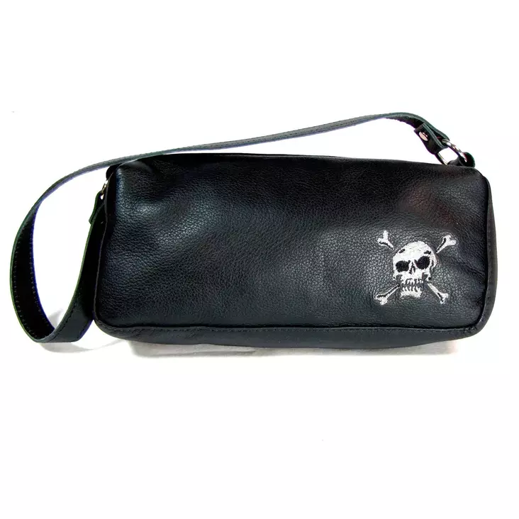 Pieni olkalaukku pääkallobrodella, nahka - Laukut - NL737 - 1