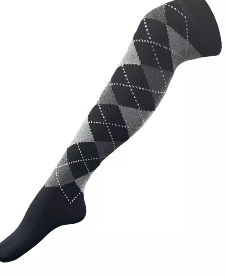 Pitkät sukat 38/41 Musta harmaa ruutu - Sukat - SU307 - 1