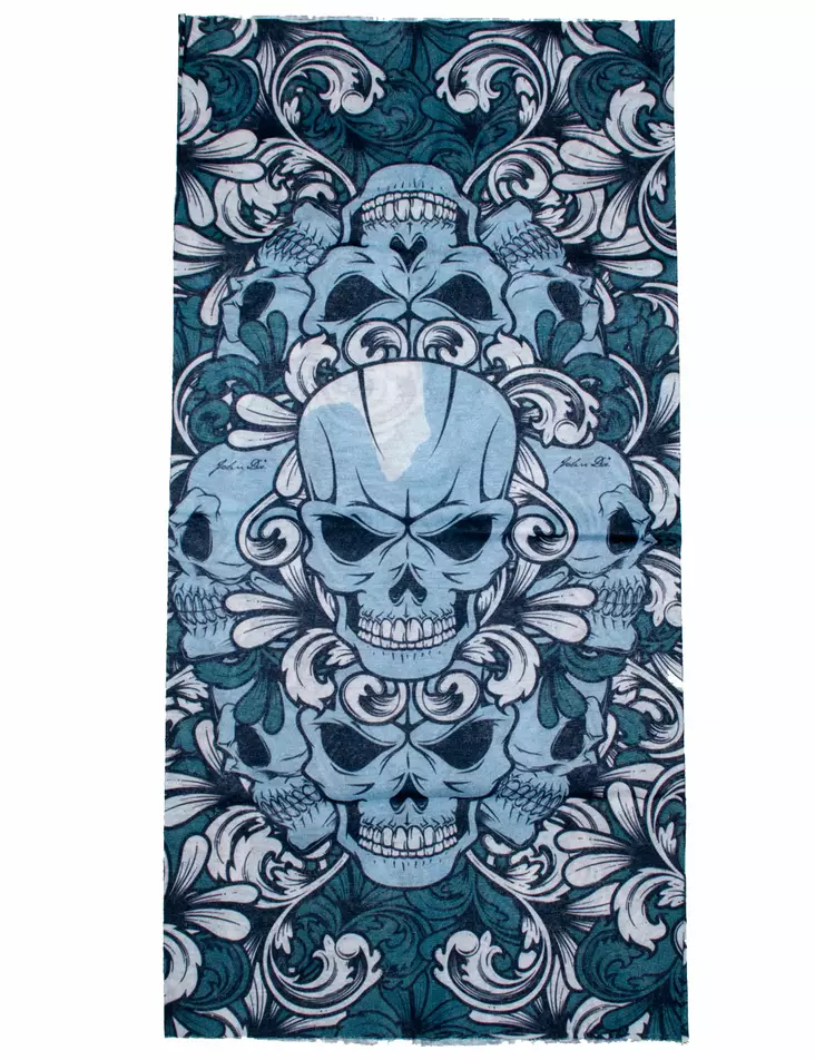 Putkihuivi, Vihreä, siniset kallot - Putkihuivit - B137 - 1