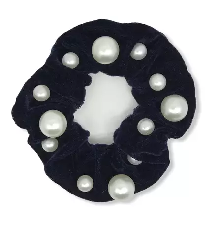 Tummansininen hiusdonitsi helmillä - Hiuskoristeet - PIN328 - 1