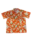 Havaijipaita, Oranssi, valkoiset kukat - Kauluspaidat - KP198 - 1