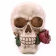 Pääkallo Skull with Red Rose - Kallot, Halloweenrekvisiitta - HOR708 - 3