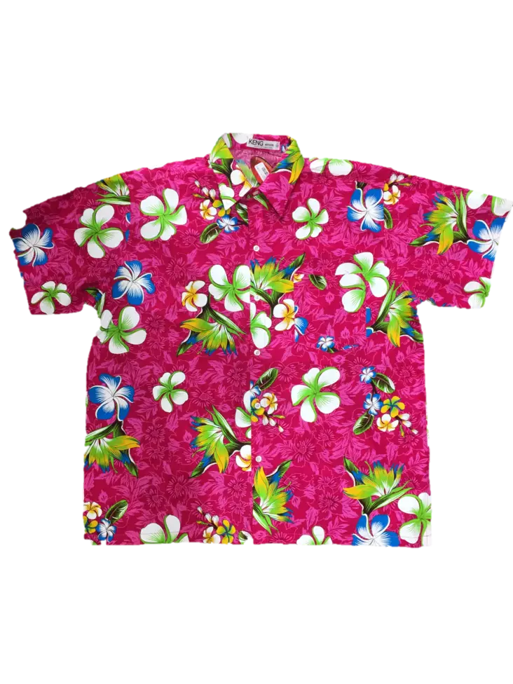 Havaijipaita, Pinkki, valko-vihreät kuka - Kauluspaidat - KP188 - 1