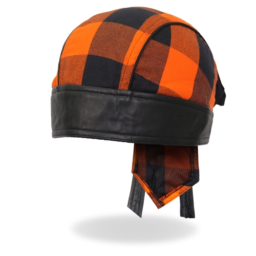 Headwrap,Orange Flannel/Leather - Headwrapit - HW208 - 1