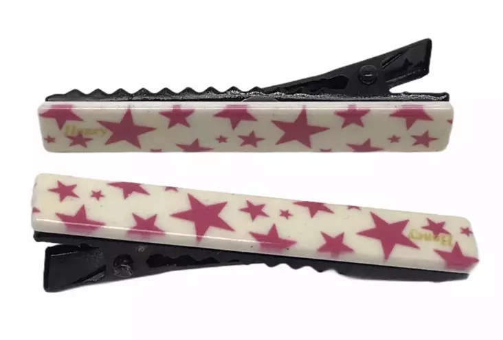 Hiusklipsi Tähti, valk./pinkki, 2 kpl - Hiuskoristeet - PIN268 - 1