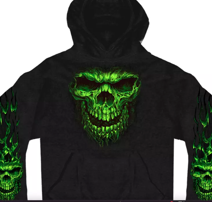 Huppari vihreä pääkallo päänylivedettävä - Hupparit - CU608 - 1