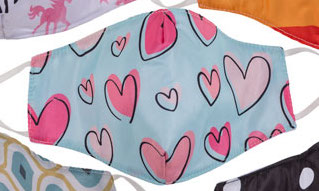 Kangasmaski sydämet turkoosi tausta - Maskit - MASKIK28 - 1