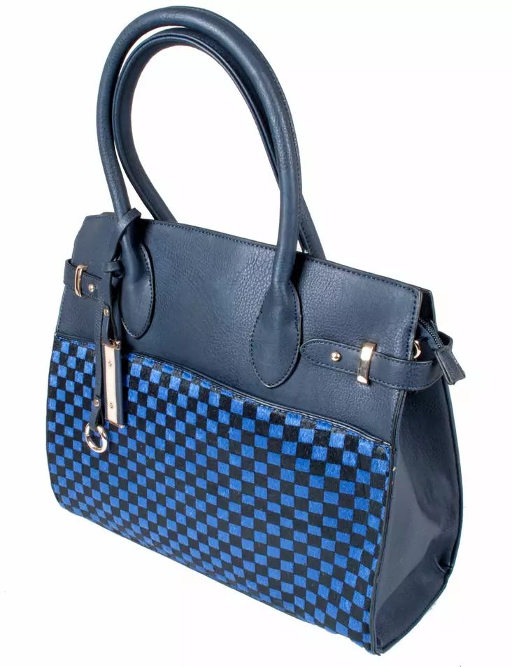 K=C3=A4silaukku, Ruutukuvio, blue - Laukut - NL418 - 1