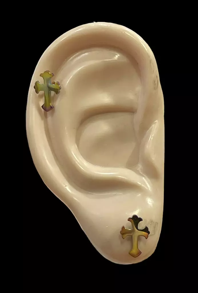 Korvakorut Moniväri metalliristi, 12mm - Korvakorut - KRV218 - 1