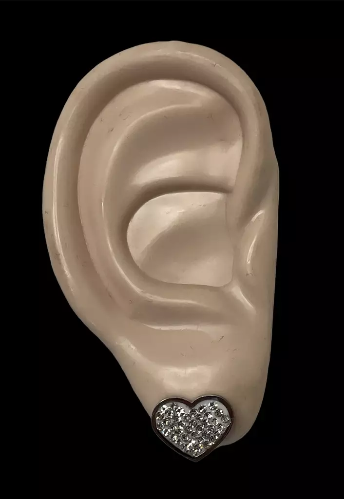 Korvakorut Sydän strasseilla, hopeanväri - Korvakorut - KRV138 - 1