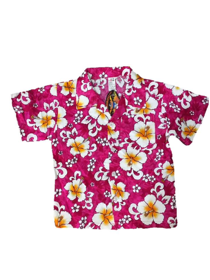 Lasten Havaijipaita, Pinkki, valkoiset k - T-paidat - KID448 - 1