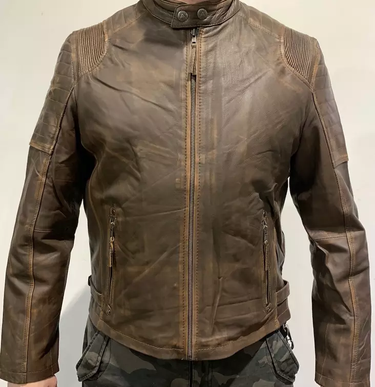 Nahkatakki Tumma ruskea rustiikki - Nahkatakit - T458 - 1