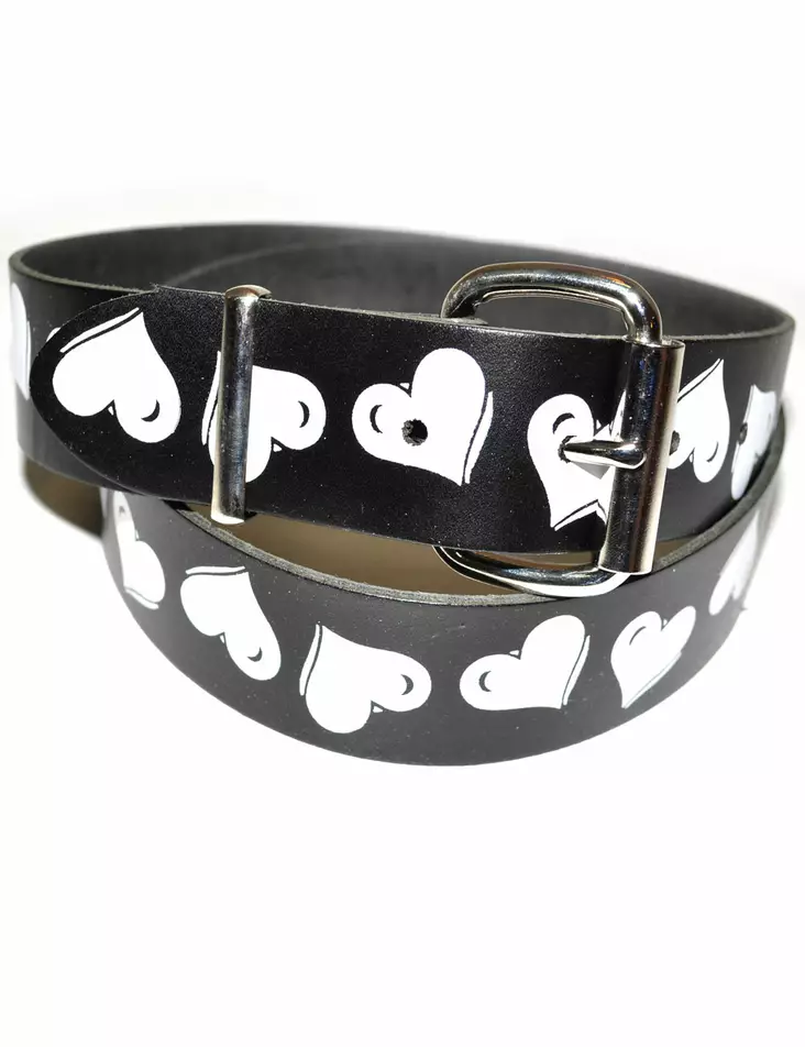 Nahkavyö, Musta, Hearts - Nahkavyöt - KV18 - 1