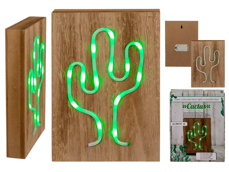 Neon kaktus vihreä led 24x17cm - Seinälle - 220378 - 1