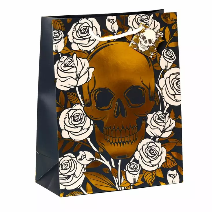 Paperikassi L, Metallic Skulls and Roses - Paperikassi - KAS38 - 1
