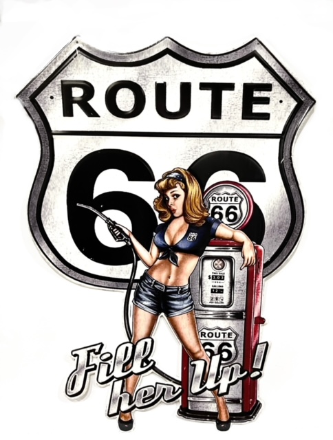 Peltikyltti Route 66, Fill her up - Taulut, kehykset - PELT138 - 3