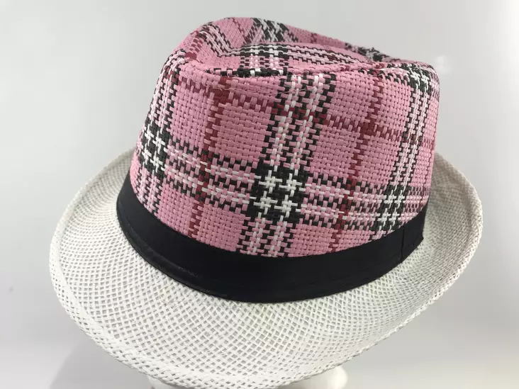 Pinkki ruutuinen hattu. - Hatut - HAT68 - 1