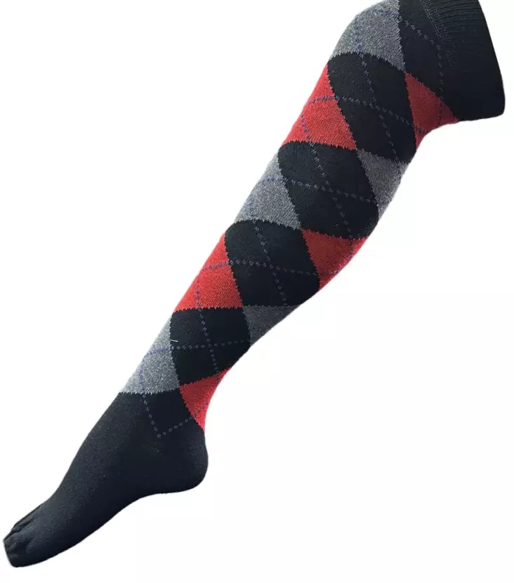 Pitkät sukat 38/41 Mustapunaharmaa ruutu - Sukat - SU308 - 1