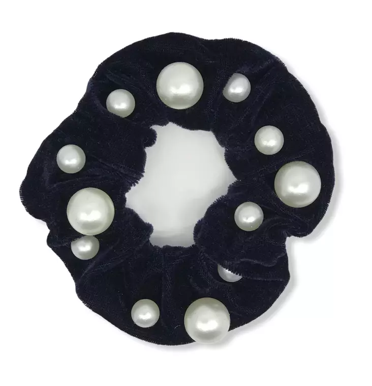 Tummansininen hiusdonitsi helmillä - Hiuskoristeet - PIN328 - 1