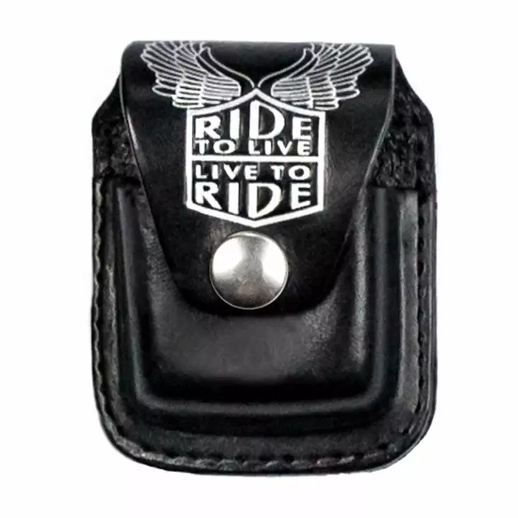 Zippokotelo Ride to live mustaa nahkaa - Kotelot - MAS8 - 1