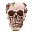 Pääkallo Skull with Red Small Roses - Kallot, Halloweenrekvisiitta - HOR709 - 2