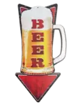 Peltikyltti BEER nuoli retro kyltti - Taulut, kehykset - PELT149 - 1
