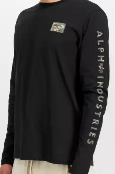 Alpha collari hihapainatus musta - Pitkähihaiset paidat - ALP119 - 1