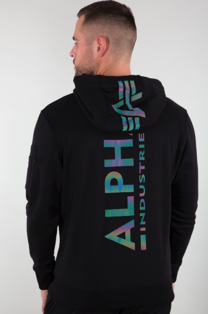 Alpha huppari musta heijastin painatus - Hupparit - ALP59 - 1