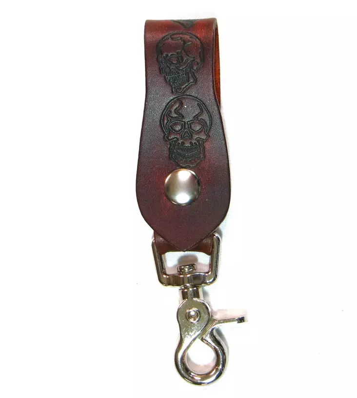 Avaimenperä ruskea nahka, kalloprintti - Avaimenperät - MAS59 - 1