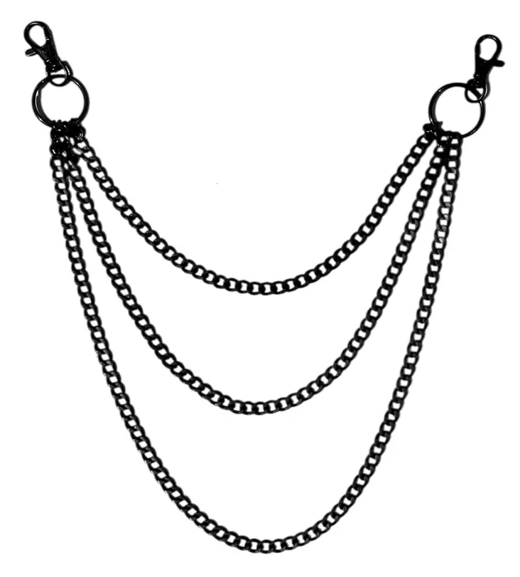 Avainketju musta, 3-ketjua lukot päissä - Avainketjut - KJ209 - 1