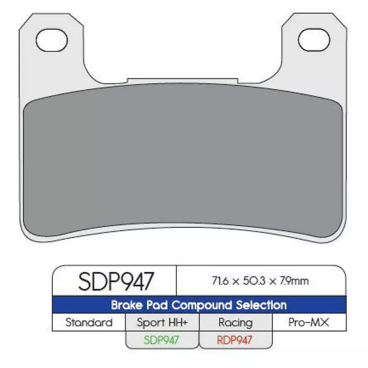 BRAKE PAD SDP SPORT HH+ HIGH FRICTION STREET - Jarrupalat - 17210089 - 1