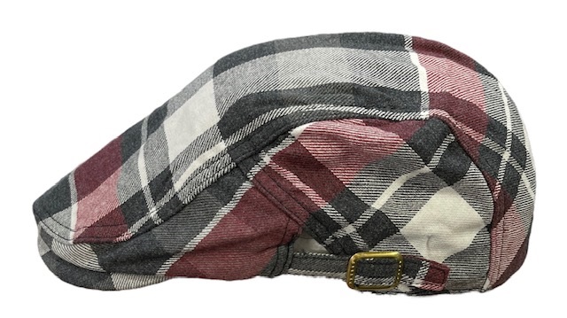 Flatcap harmaa valko puna ruudullinen - Flat Capit - LC669 - 1