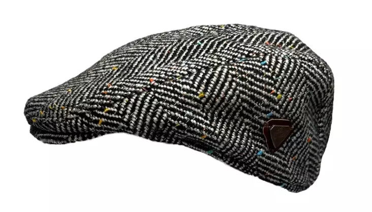 Flatcap Mustavalko Tweed väripilkuin - Flat Capit - LC819 - 1