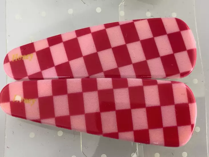 Hiuspinnit, ruutu pinkki/pun. 2 kpl - Hiuskoristeet - PIN219 - 1