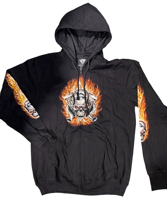 Huppari Flaming Motor Skull, musta - Hupparit - CU619 - 1