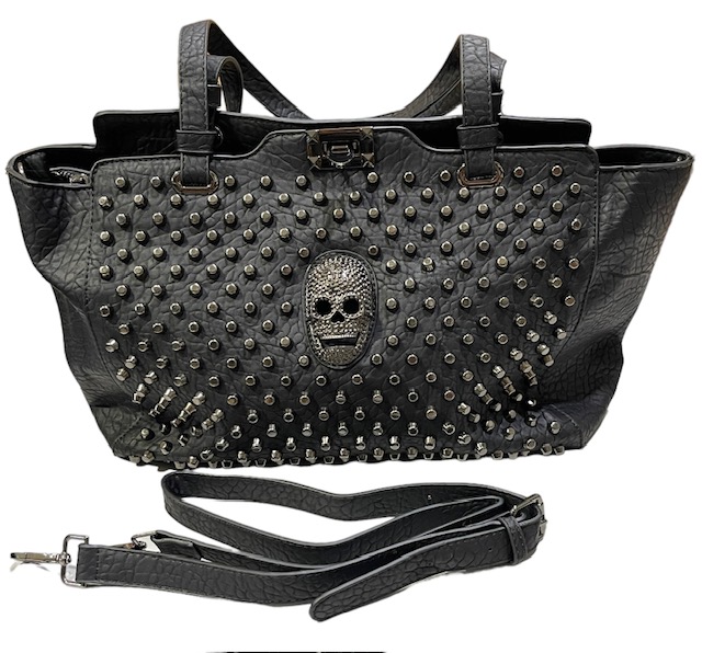 Iso olkalaukku niiteillä, musta - Laukut - NL859 - 1