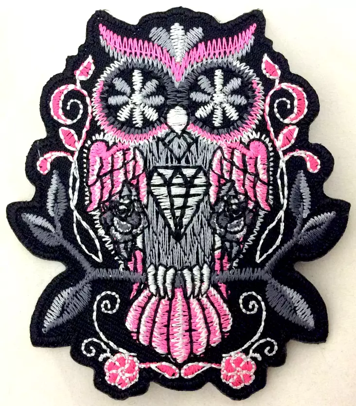 Kangasmerkki, Pöllö, pinkki - Kangasmerkit - K1369 - 1