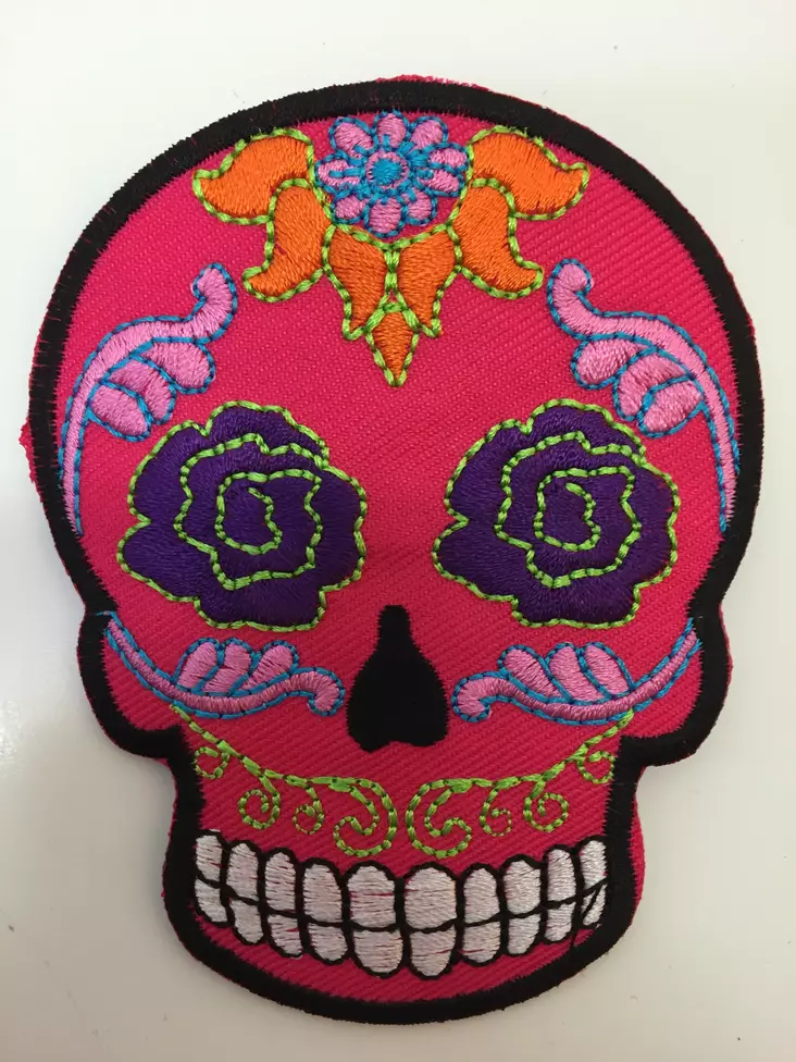 Kangasmerkki, Sugar Skull pink - Kangasmerkit - K1079 - 1