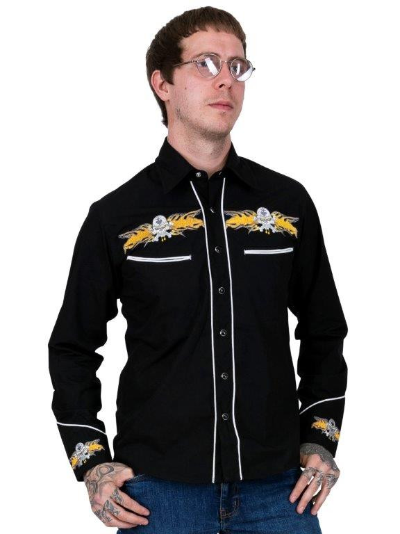 Kauluspaita Flame Skull, black - Kauluspaidat - KP239 - 1