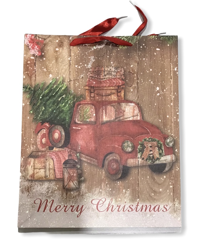 Lahjakassi, Auto ja lyhty , glitter - Joulu - KAS19 - 1