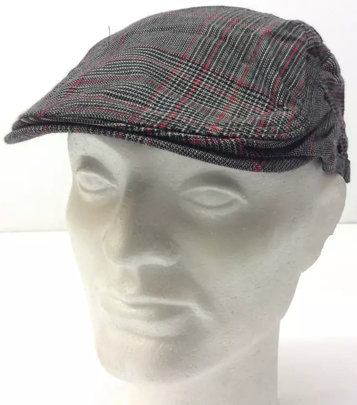 Lätsä, harmaapuna ruutu flat cap - Flat Capit - LC449 - 1