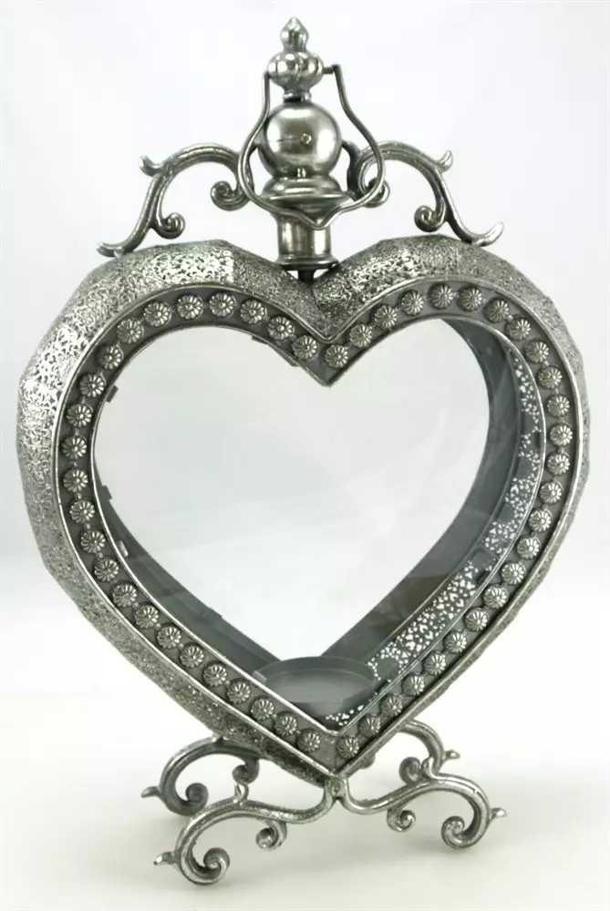 Metallilyhty Sydän - Lyhty valaistus kynttilät - LYHTY19 - 1