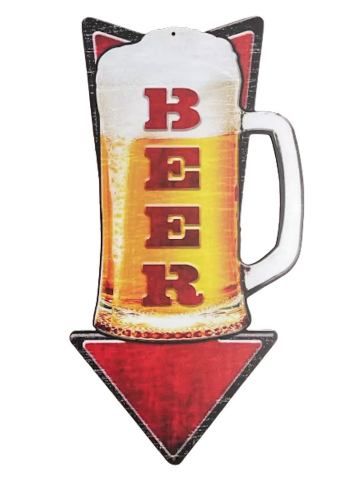 Peltikyltti BEER nuoli retro kyltti - Taulut, kehykset - PELT149 - 1