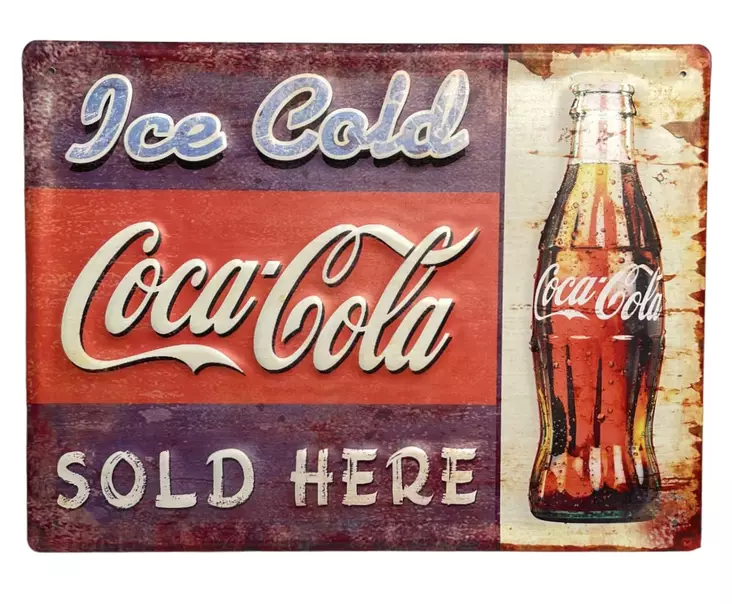 Peltikyltti Coca Cola sold here - Taulut, kehykset - PELT279 - 1