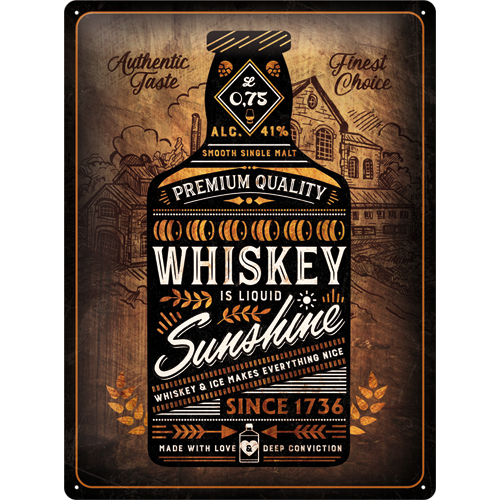 Peltikyltti Whiskey Sunshine 30 x 40cm - Taulut, kehykset - PELT329 - 1