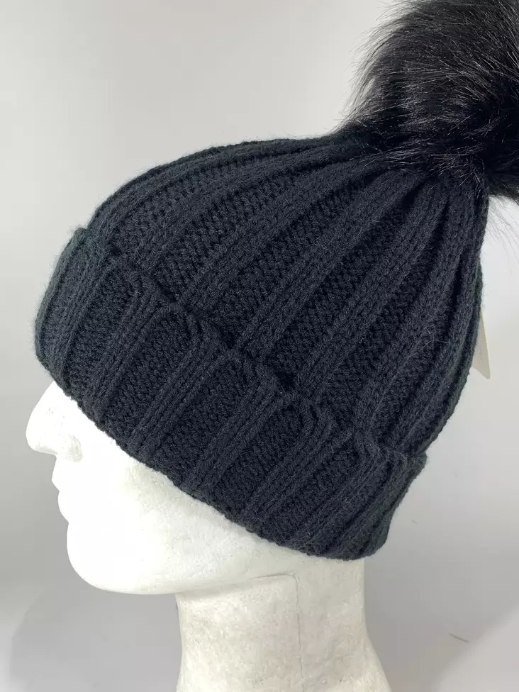 Pipo musta käännetty reuna pehmeä - Pipot - PI499 - 1